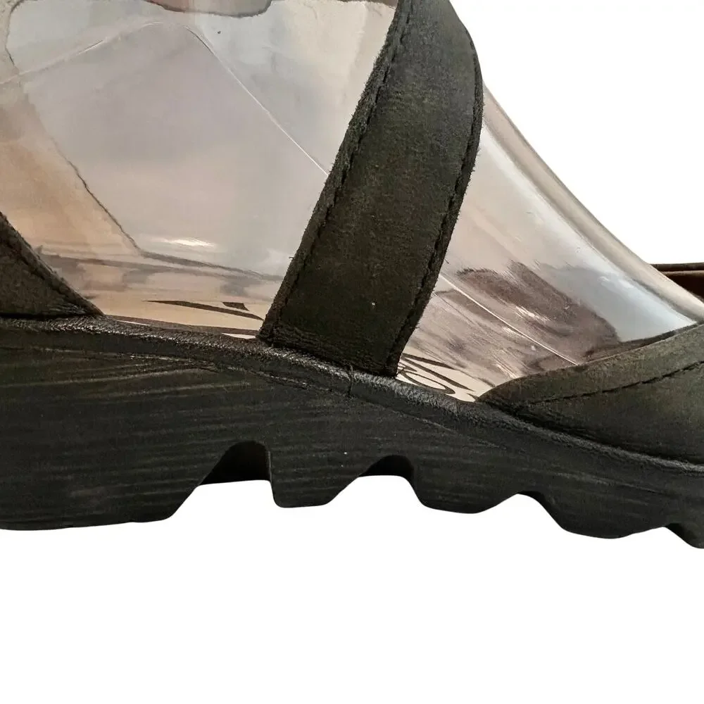 Fly London Piat Nubuck Leather Mary Jane Wedge Shoes w/ Ankle Strap Retro 39